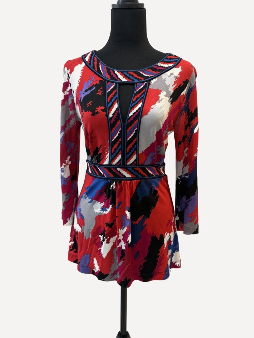 BCBGMAXAZRIA Colorblock Keyhole Top XS - Office to Date Night
